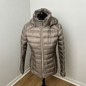 Michael Kors Down Fill Puffer Jacket Hooded Zip Front Quilted Women's Warm Small